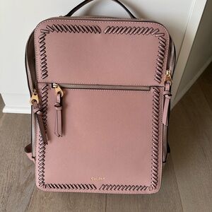 Calpak Leather Laptop Bag in Mauve/Gold